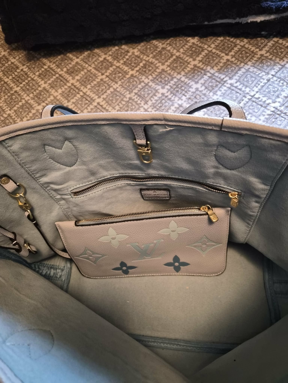 Gray Monogram Tote with Wristlet Pouch - Picture 8 of 8